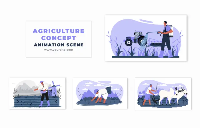 Agriculture Concept Flat Character Animation Scene